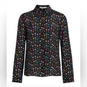 Alice + Olivia Willa Silk Martini Blouse, SZ Large